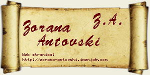 Zorana Antovski vizit kartica